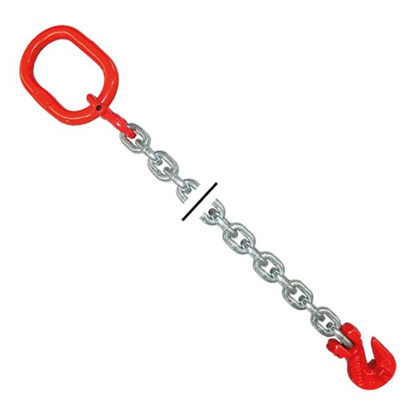 Rückekette verzinkt, 8mm Länge 3,0m Typ VK Ring, Verkürzungshaken